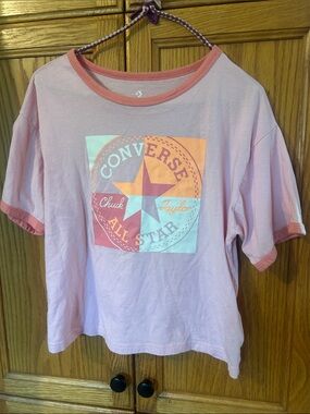Converse Pink Pastel Graphic Short Sleeve Crop Tee